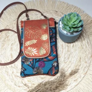 Pochette téléphone avec bandoulière - Feuillages -