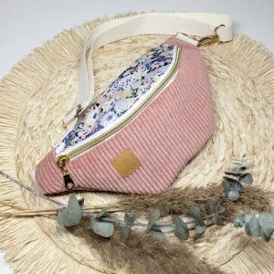 Sac banane velours côtelé Vieux rose - Fleurs | ENFANT | Rosée d'été