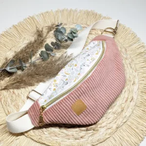 Sac banane velours côtelé Vieux rose - Fleurs | ENFANT | Rosa