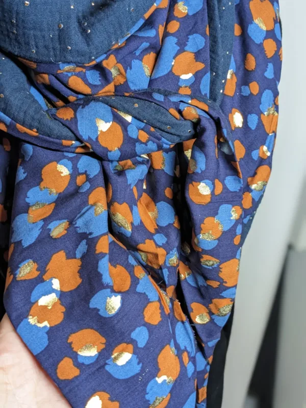 Echarpe chéche bleu doré