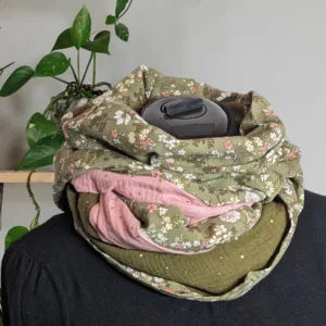 Echarpe double tour de cou vert rose