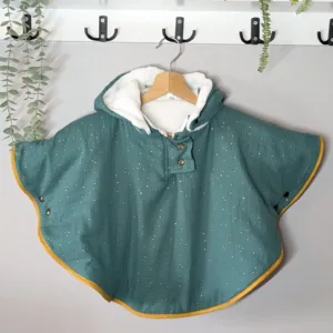 Poncho, cape évolutif bébé et enfant | MI-SAISON | 12-24 mois | Bleu canard doré