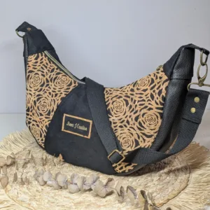 Sac à main bandoulière, demi lune top tendance avec son liège noir