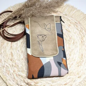 Sac bandoulière téléphone fait main marron