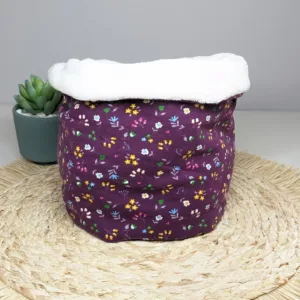 Tour de cou, Snood enfant - Fleurs fond prune - Fait main