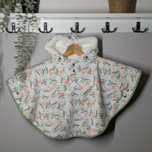 Poncho imperméable enfant bébé vert coccinelle et escargot, bien chaud hiver