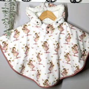 Poncho imperméable bébé fée papillon rose