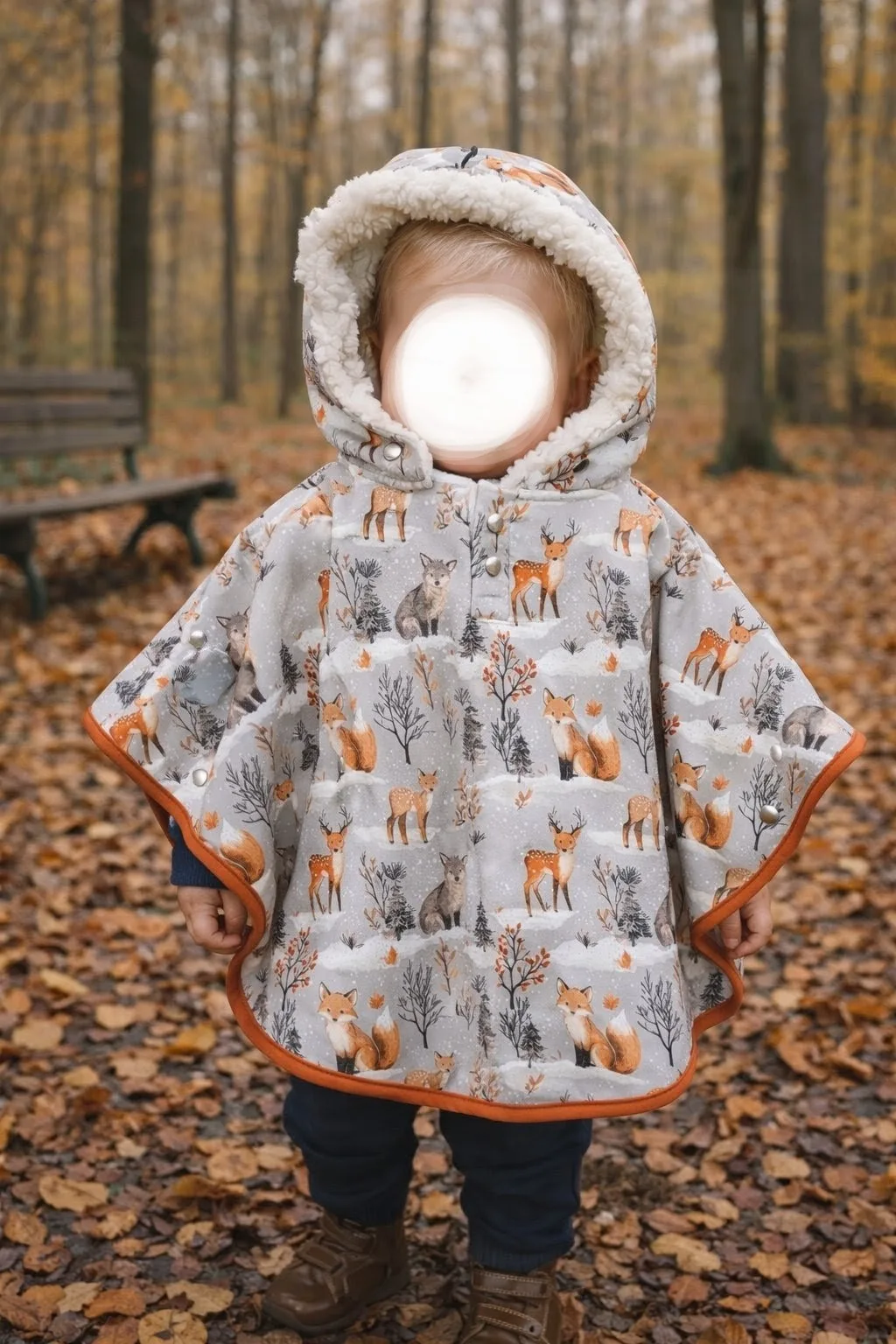 Poncho imperméable bébé renard cape de pluie fait main