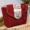 Trousse de toilette personnalisable en velours côtelé rouge bordeaux avec rangement pinceaux maquillage