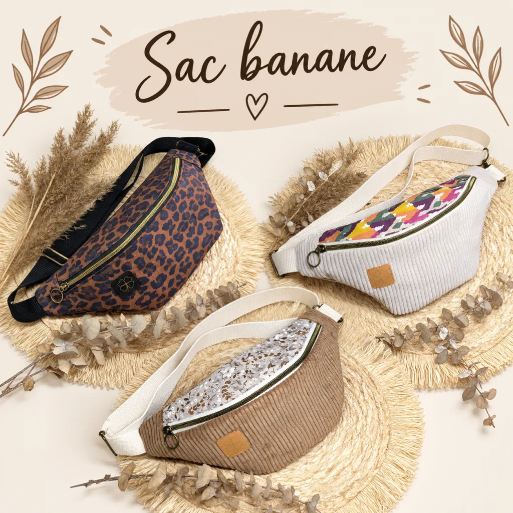 Sac banane femme fait main en tissu