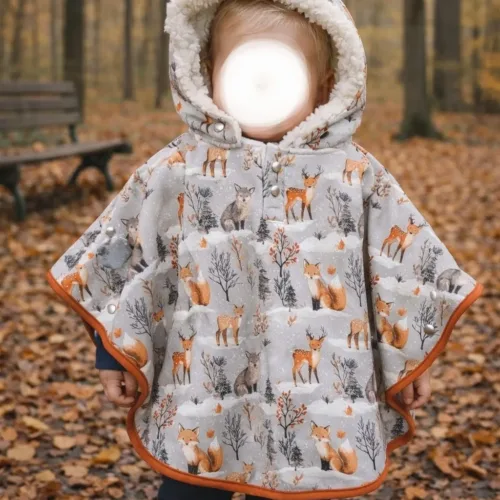 Poncho imperméable bébé renard cape de pluie fait main